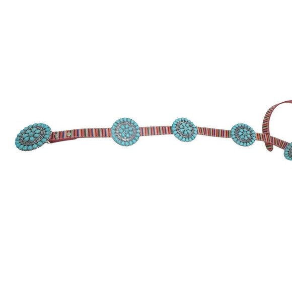 Turquoise Concho statement belt womens size XL multi-colored western - Picture 7 of 13